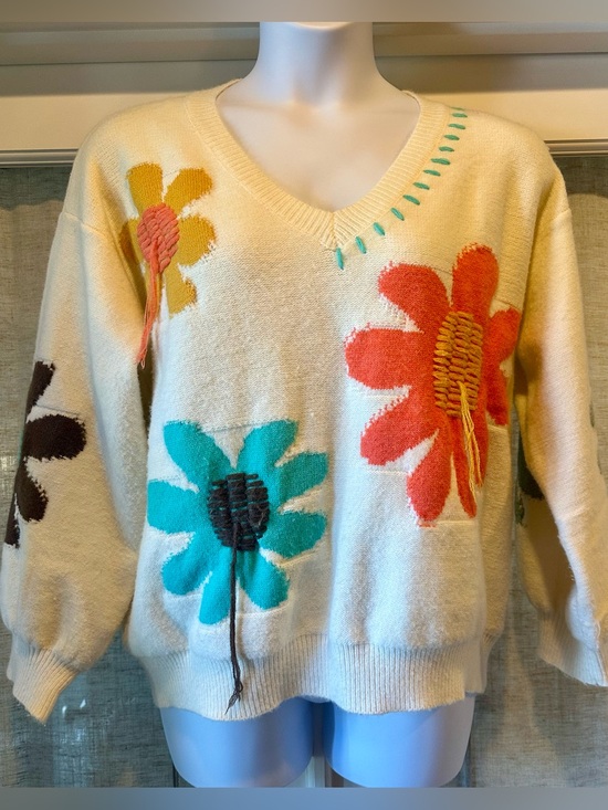 POL Sweaters - POL Boho Good Mood Flower Sweater in OVERSIZED Medium